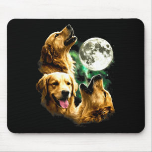 Vintage 90s Golden Retriever Howling at The Moon Mouse Pad