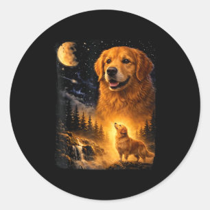 Vintage 90s golden retriever howling at the moonVi Classic Round Sticker