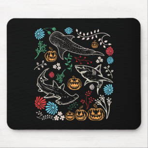 Vintage 90s Halloween Shark Pumpkin Ocean Marine B Mouse Pad