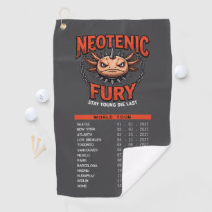 Vintage 90s Heavy Metal Axolotl Band Tour Parody Golf Towel