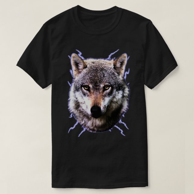 Vintage 90s Lightning Wolf T-Shirt (Design Front)