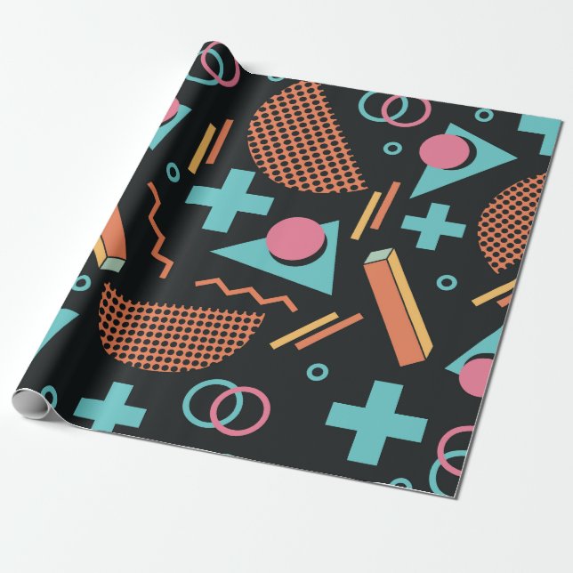 Vintage 90s Memphis Pattern Wrapping Paper (Unrolled)
