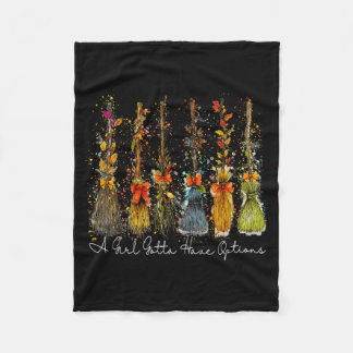 Vintage 90s Retro Broomstick A Girls Gotta Have Fleece Blanket