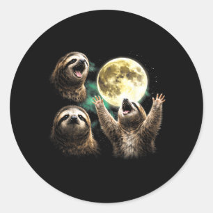 Vintage 90s Sloth Howling At The Moon Sloth Meme Classic Round Sticker