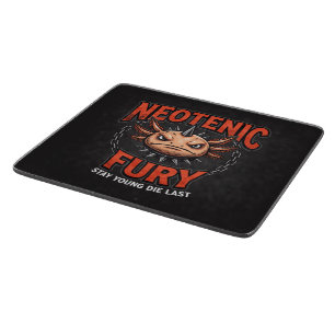 Vintage 90s style Axolotl Skateboard Rad neon Cutting Board