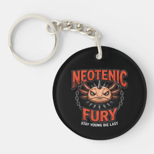 Vintage 90s style Axolotl Skateboard Rad neon Key Ring