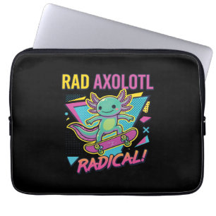 Vintage 90s style Axolotl Skateboard Rad neon Laptop Sleeve
