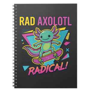 Vintage 90s style Axolotl Skateboard Rad neon Notebook
