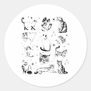 Vintage 90s Tattoo Cat _1  Classic Round Sticker