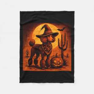 Vintage 90s Western Cowboy Poodle Dog Halloween Fleece Blanket