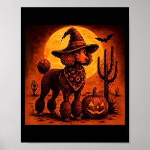Vintage 90s Western Cowboy Poodle Dog Halloween Poster