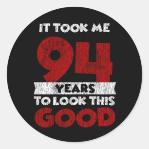 Vintage 94 Years Old Funny 94th Birthday Gift Classic Round Sticker
