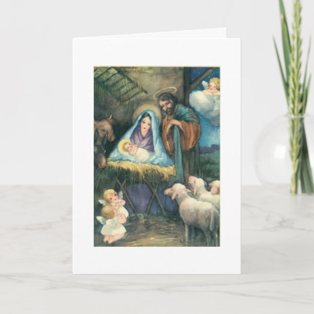 Vintage - A Blessed Christmas, Holiday Card (Front)