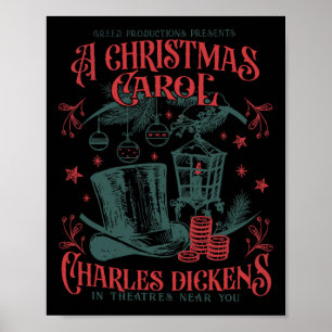 Vintage A Christmas Carol Xmas Light Academia Lite Poster