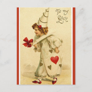 Vintage A Clown in Love Postcard