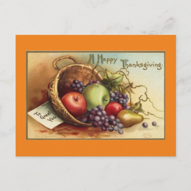 Vintage A Happy Thanksgiving Holiday Postcard (Front)
