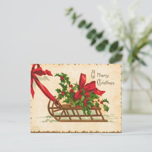 Vintage A Merry Christmas Card (Standing Front)