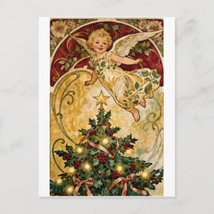 Vintage A Merry Christmas Cute Baby Angel Postcard