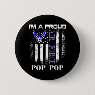 Vintage A Proud Air Force Pop Pop With Aamerican 6 Cm Round Badge