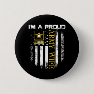 Vintage A Proud Army Wife With Aamerican Flag Gift 6 Cm Round Badge