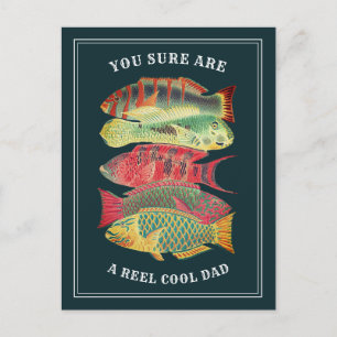 Vintage A Reel Cool Dad Barrier Reef Fish   Dark Postcard