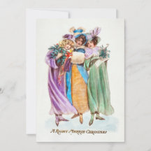 Vintage A Right Merrie Christmas Woman Lady