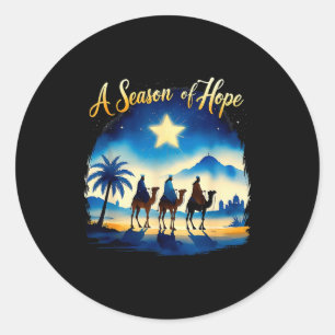 Vintage A Season Of Hope Christmas Jesus Faith 3 K Classic Round Sticker