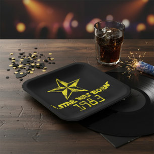 Vintage A Star Was Born 1983 Yellow Star  Paper Plate