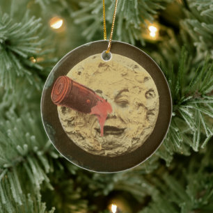 Vintage A Trip to the Moon Silent Movie Ceramic Tree Decoration