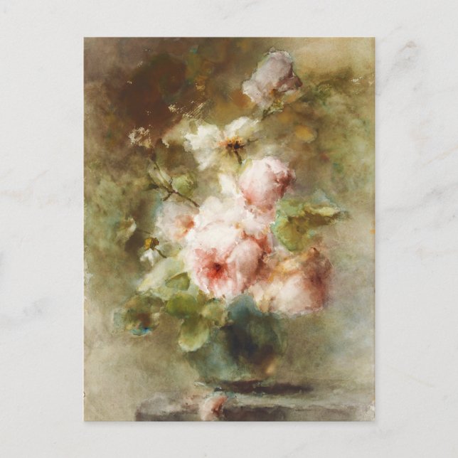 Vintage A vase with Roses  Margaretha Roosenboom Postcard (Front)