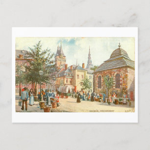 Vintage Aachen Germany Fischmarkt Postcard