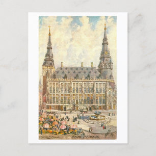 Vintage Aachen Germany Rathaus Postcard