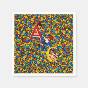 Vintage ABC Children’s Alphabet Illustration Napkin