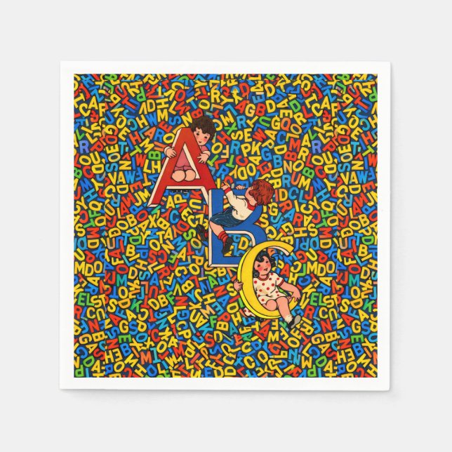 Vintage ABC Children’s Alphabet Illustration  Napkin (Front)