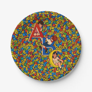Vintage ABC Children’s Alphabet Illustration Paper Plate