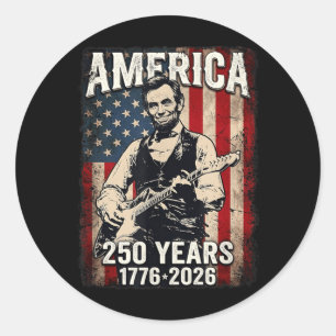 Vintage Abe Lincoln 16th President Playing Guitar Classic Round Sticker