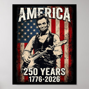Vintage Abe Lincoln 16th President Playing Guitar Poster