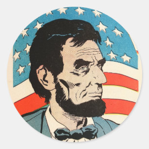 Vintage Abraham Lincoln USA Flag Illustration Classic Round Sticker