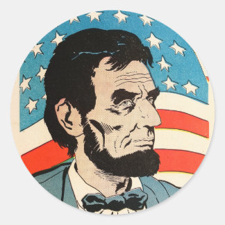 Vintage Abraham Lincoln USA Flag Illustration Classic Round Sticker