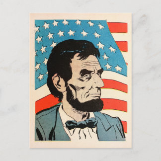 Vintage Abraham Lincoln USA Flag Illustration Postcard