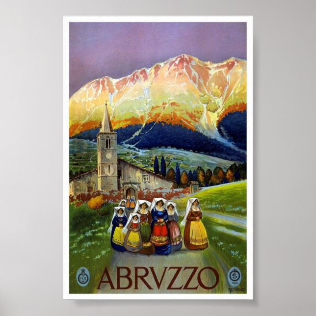 Vintage Abruzzo Italy Travel Classic Poster (Front)