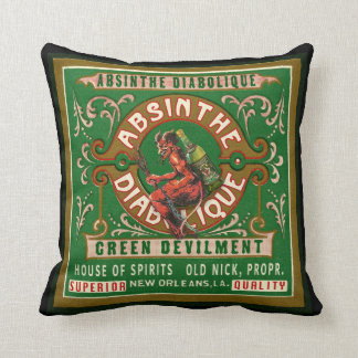 Vintage Absinthe Label Black Pillow