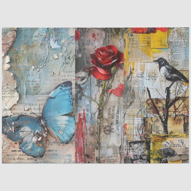 Vintage Abstract Art Collage Decoupage Tissue Paper (Front)