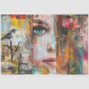 Vintage Abstract Art Collage Decoupage Tissue Paper