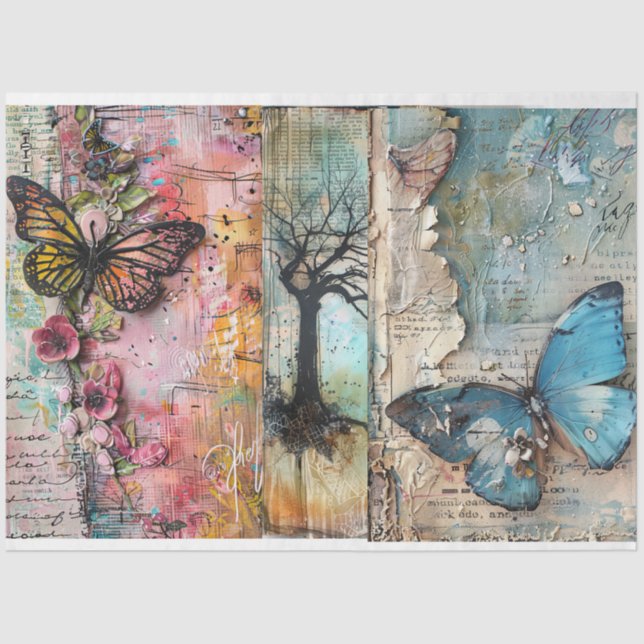 Vintage Abstract Art Collage Decoupage Tissue Paper (Front)