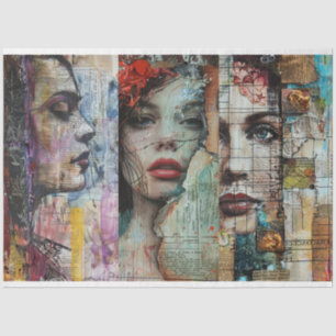 Vintage Abstract Art Collage Decoupage Tissue Paper