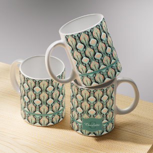 Vintage Abstract Botanical Monogram Floral Pattern Coffee Mug