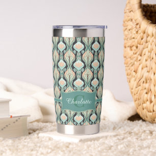 Vintage Abstract Botanical Monogram Floral Pattern Insulated Tumbler