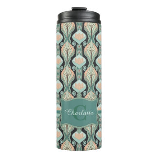 Vintage Abstract Botanical Monogram Floral Pattern Thermal Tumbler