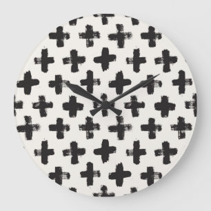 Vintage Abstract Brush Strokes Background Large Clock